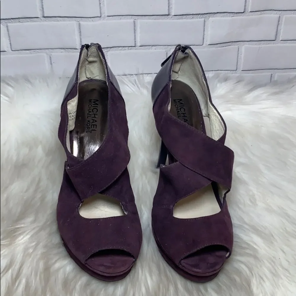 Michael Kors Burgundy Suede Platform Heels Sz‎ 7